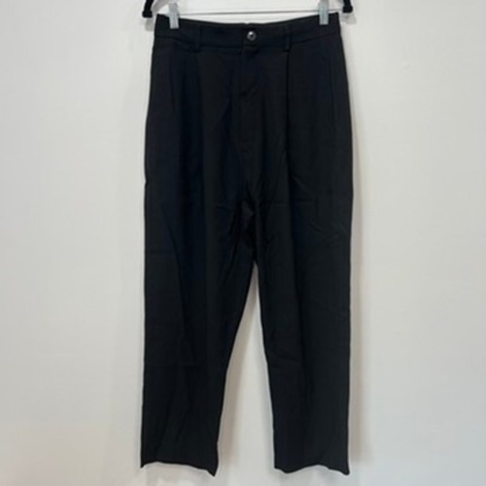 CO Womens Pants 4 Black Tapered Leg Trouser Relaxed Fit High Rise Career Capsule